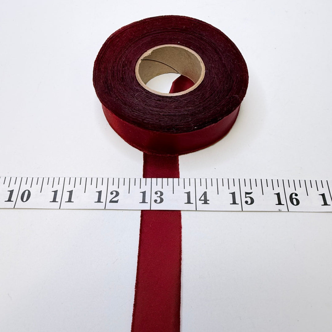1" (25mm) Continuous Bias Ribbon Trim - Dark Red - Roll - True Deadstock supplies Fabric by private - Sustainable Textile | FABCYCLE