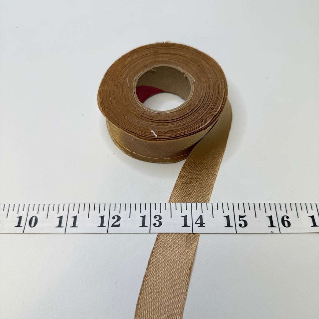 1" (25mm) Continuous Bias Ribbon Trim - Gold - Roll - True Deadstock supplies Fabric by private - Sustainable Textile | FABCYCLE