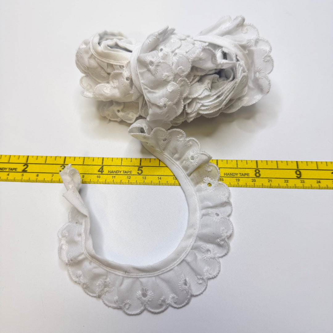 1" (25mm) Ruffled Lace Trim - White - 3M Bundle - True Deadstock supplies Fabric by private - Sustainable Textile | FABCYCLE