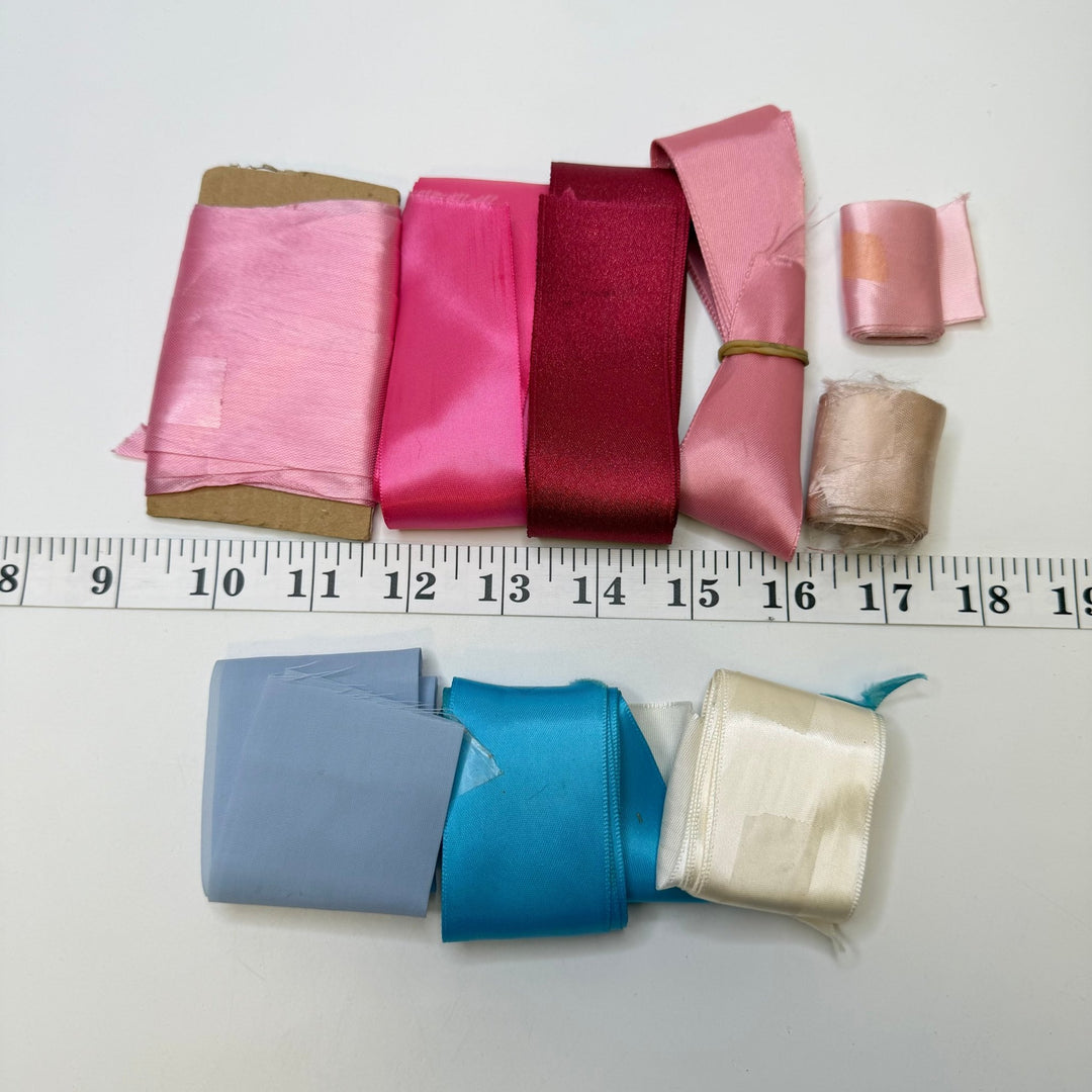 1" (25mm) Satin Ribbon Trim - Pink Multi - 10 Pack - True Deadstock supplies Fabric by private - Sustainable Textile | FABCYCLE