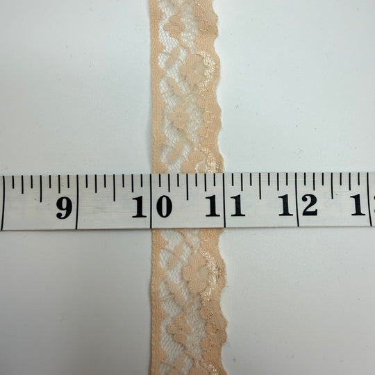 1" (25mm) Scalloped Lace Trim - Light Peach Coral - 5.5M Bundle - True Deadstock supplies Fabric by private - Sustainable Textile | FABCYCLE