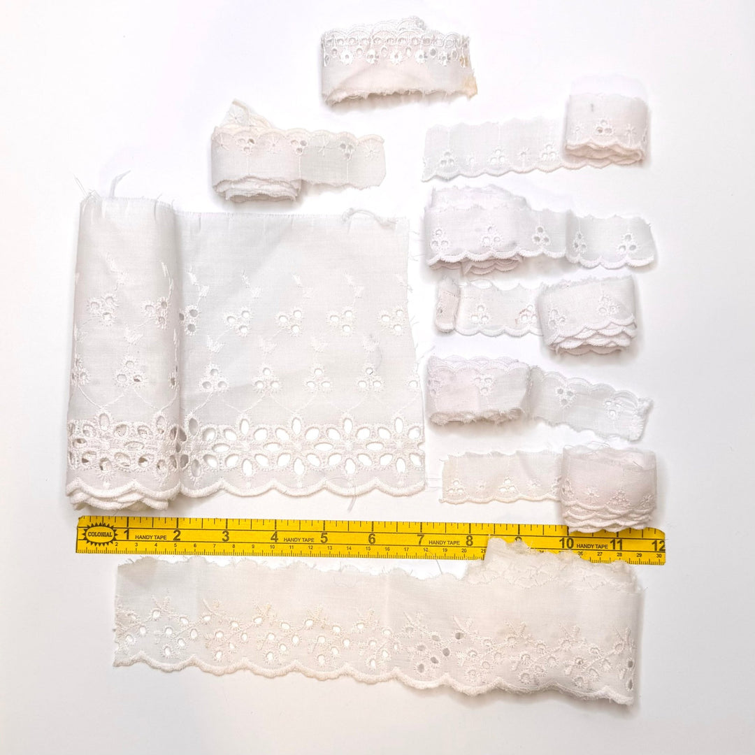 1" (25mm) Scalloped Lace Trim - White - 9 Pack - True Deadstock supplies Fabric by private - Sustainable Textile | FABCYCLE