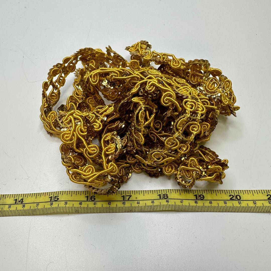 1" (25mm) Sequins Cording Trim - Gold - 2.2M Bundle - True Deadstock supplies Fabric by private - Sustainable Textile | FABCYCLE
