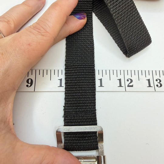 1" (25mm) Silver Buckle Sewn In Webbing Trim - Black/Silver - 1.75M Bundle - True Deadstock supplies Fabric by private - Sustainable Textile | FABCYCLE
