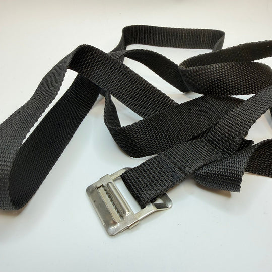 1" (25mm) Silver Buckle Sewn In Webbing Trim - Black/Silver - 1.75M Bundle - True Deadstock supplies Fabric by private - Sustainable Textile | FABCYCLE