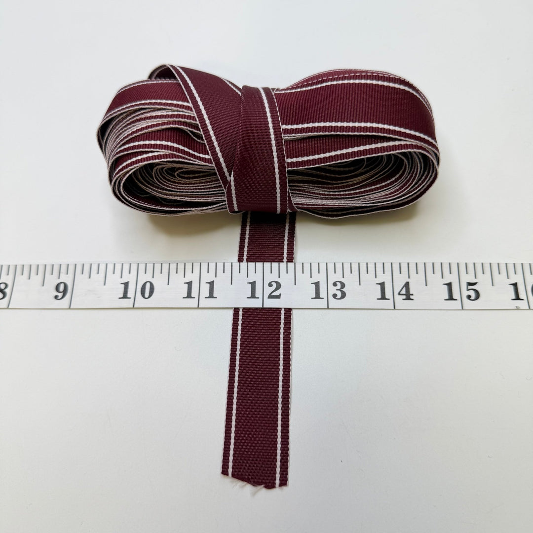 1" (25mm) Tape Trim - Burgundy/White - 11M Bundle - True Deadstock supplies Fabric by private - Sustainable Textile | FABCYCLE