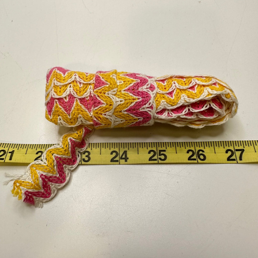 1" (25mm) Tape Trim - Pink/Yellow - 4M Bundle - True Deadstock supplies Fabric by private - Sustainable Textile | FABCYCLE