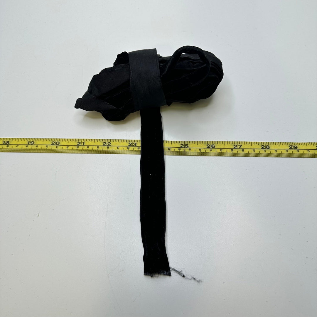 1" (25mm) Velvet Ribbon Trim - Black - 4.05M Bundle - True Deadstock supplies Fabric by private - Sustainable Textile | FABCYCLE