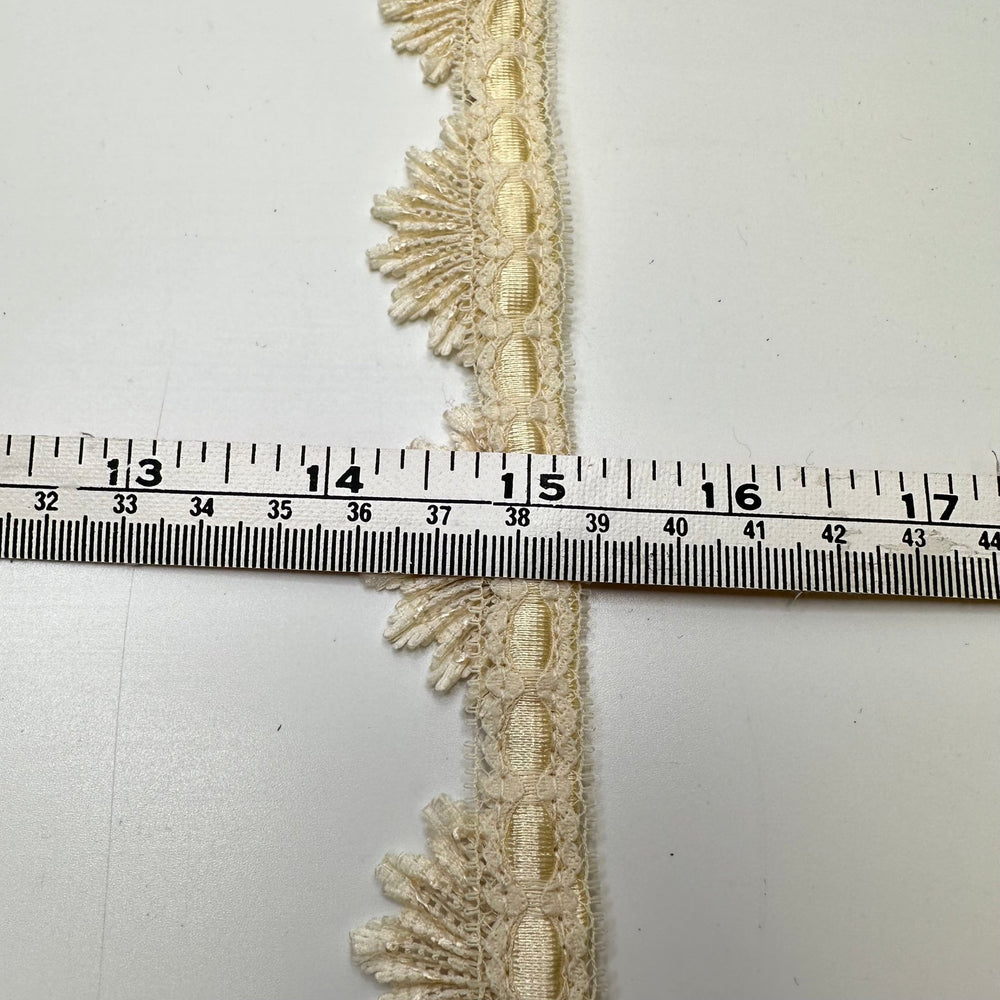 1" (25mm) Vintage Lace Trim - Dark Cream - 2M Bundle - True Deadstock supplies Fabric by private - Sustainable Textile | FABCYCLE