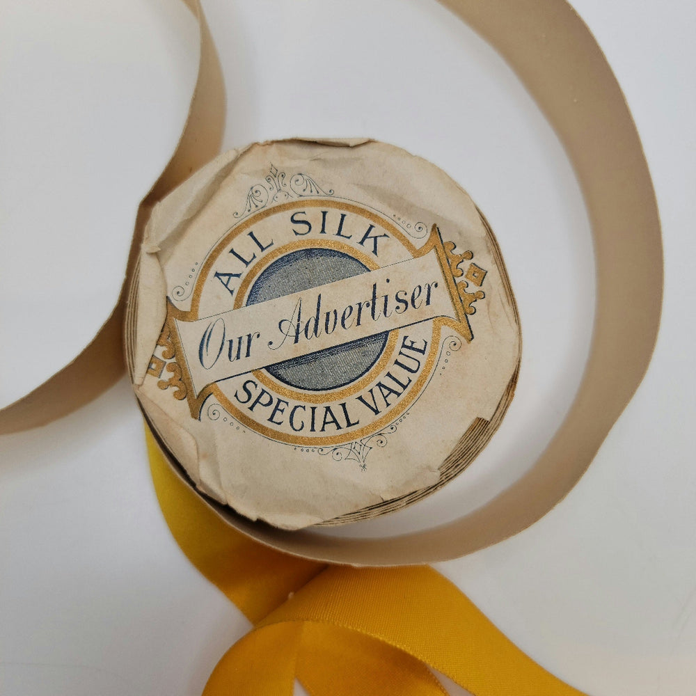 1" (25mm) Vintage Satin Ribbon Trim - Yellow - Roll - True Deadstock supplies Fabric by private - Sustainable Textile | FABCYCLE