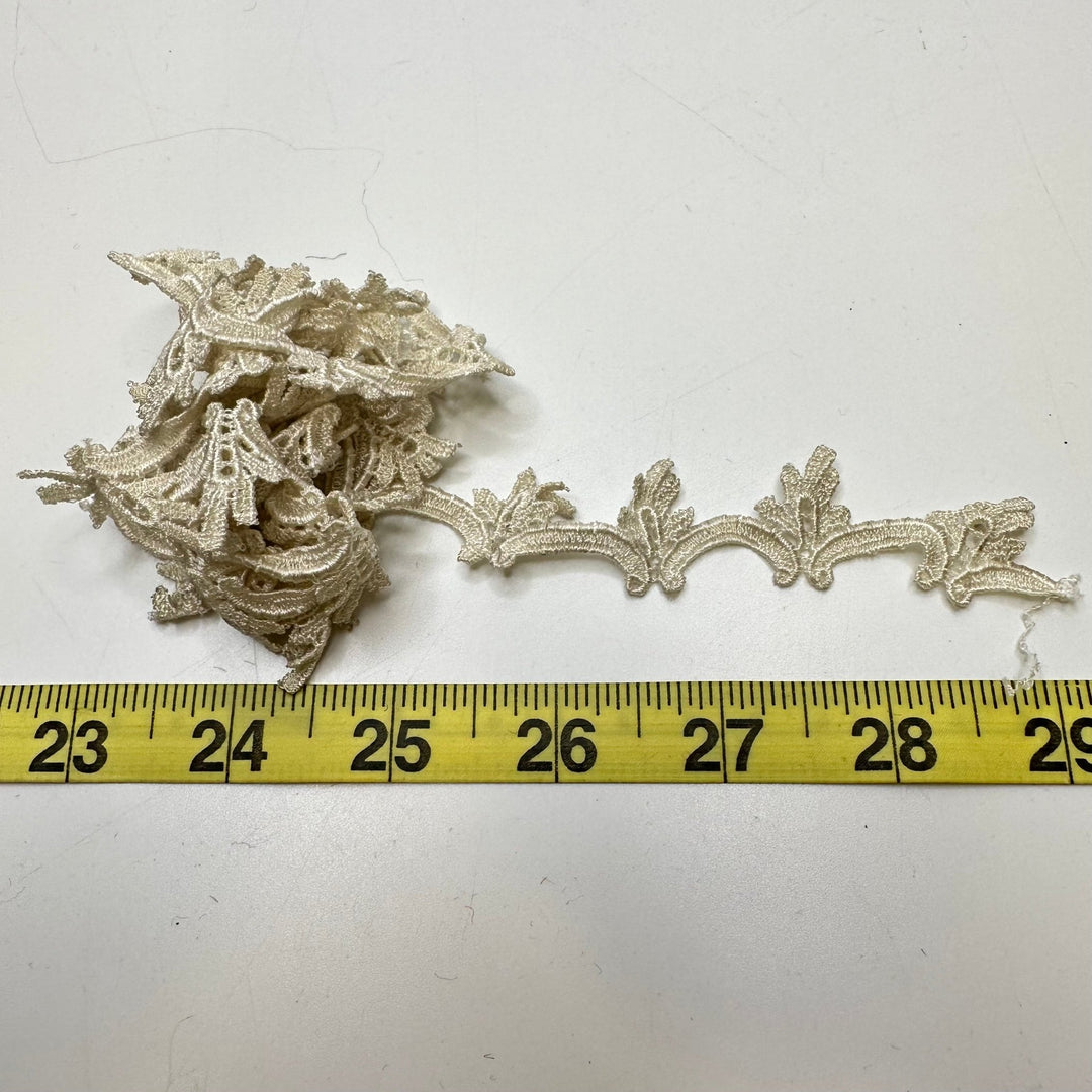 1" (25mm) Vintage Scalloped Lace Trim - White - 1.1M Bundle - True Deadstock supplies Fabric by private - Sustainable Textile | FABCYCLE