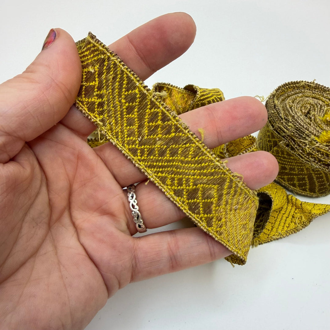 1" (25mm) Vintage Tape Trim - Dark Gold - 4M Bundle - True Deadstock supplies Fabric by private - Sustainable Textile | FABCYCLE