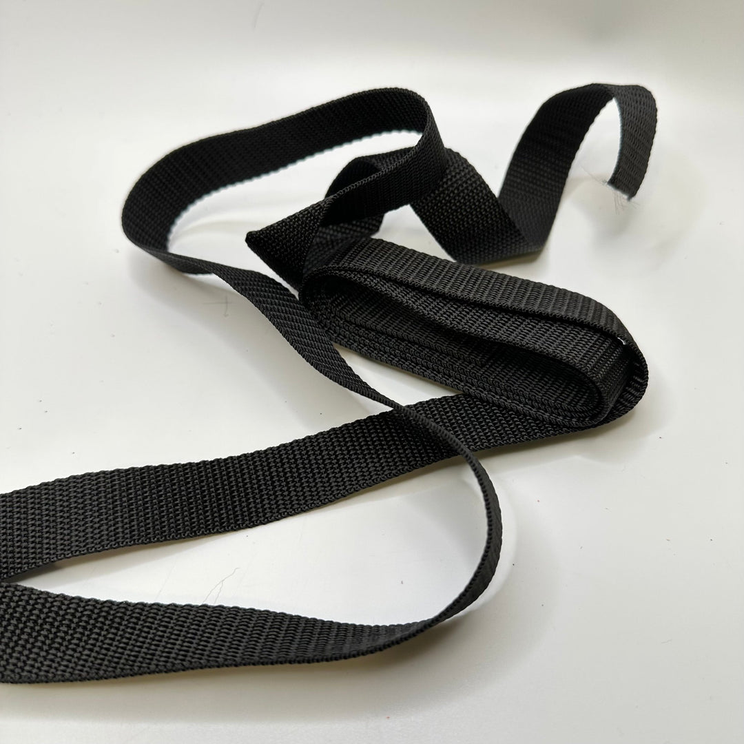 1" (25mm) Webbing Trim - Black - 2M Bundle - True Deadstock supplies Fabric by private - Sustainable Textile | FABCYCLE