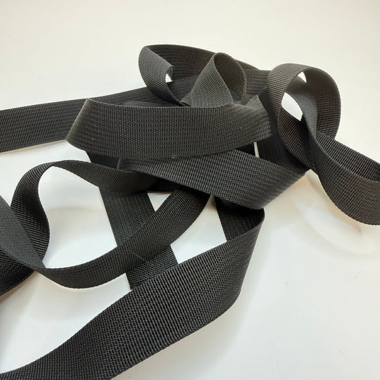 1" (25mm) Webbing Trim - Black - 3.2M Bundle - True Deadstock supplies Fabric by private - Sustainable Textile | FABCYCLE