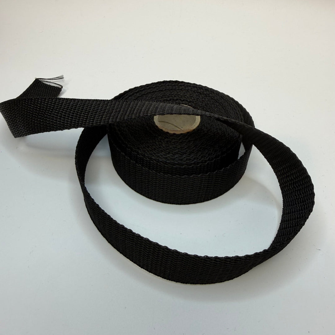 1" (25mm) Webbing Trim - Black - 3M Bundle - True Deadstock supplies Fabric by private - Sustainable Textile | FABCYCLE