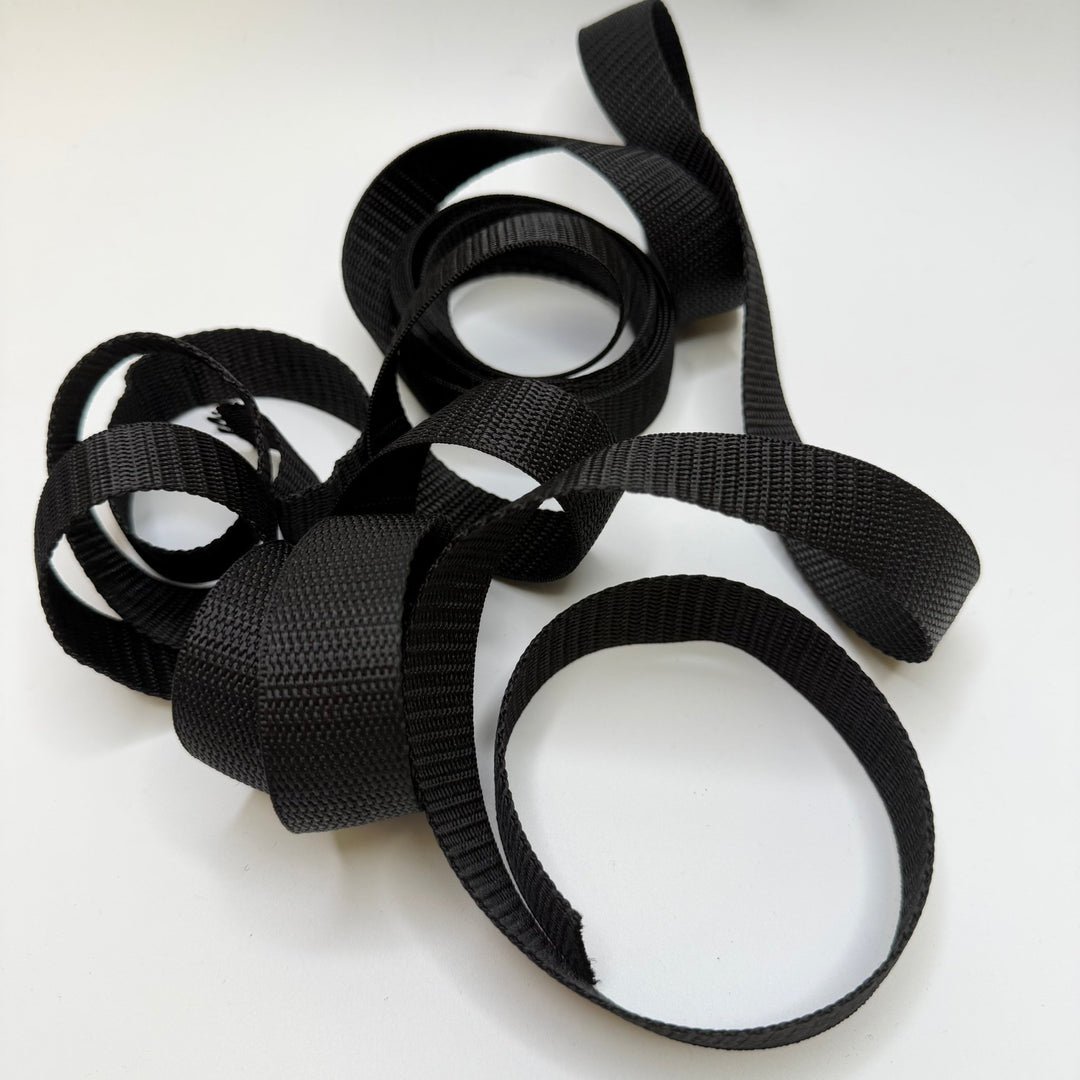1" (25mm) Webbing Trim - Black - 4M Bundle - True Deadstock supplies Fabric by private - Sustainable Textile | FABCYCLE