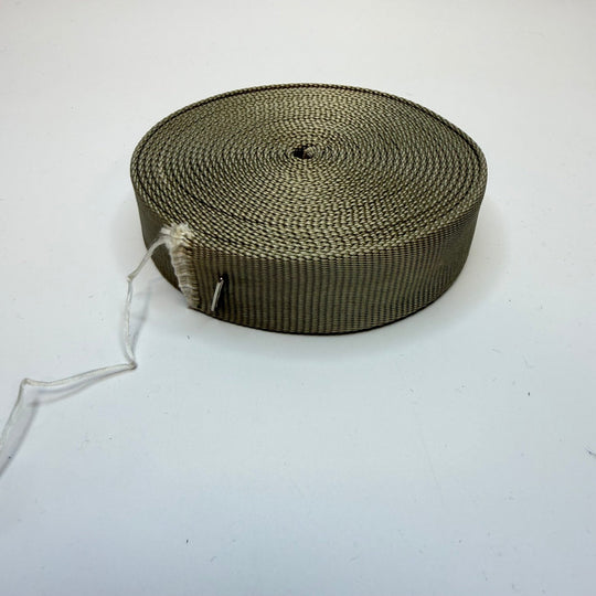 1" (25mm) Webbing Trim - Light Grey/Beige - Roll - True Deadstock supplies Fabric by private - Sustainable Textile | FABCYCLE
