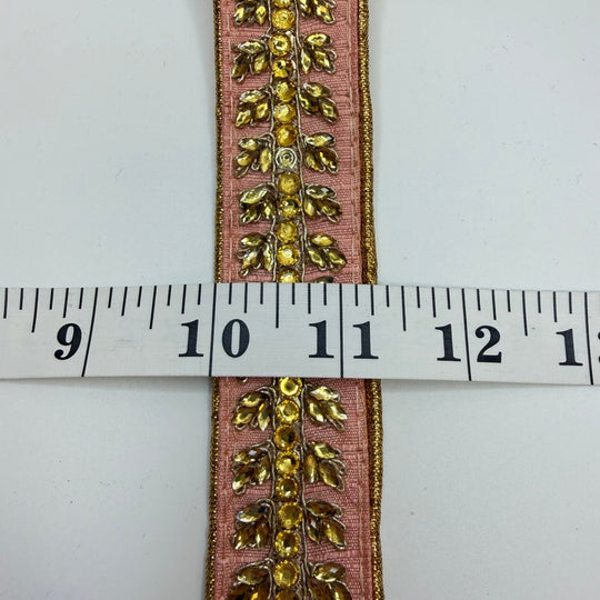 1 ¼" (32mm) Beaded/Piped Edges Tape Trim - Pink/Gold - 1.9M Bundle - True Deadstock supplies Fabric by private - Sustainable Textile | FABCYCLE