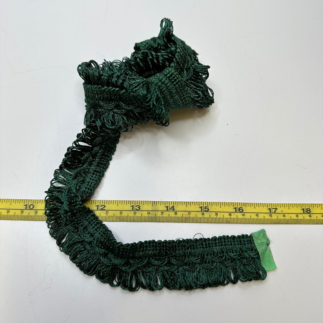 1 ¼" (32mm) Fringe Tape Trim - Green - 1M Bundle - True Deadstock supplies Fabric by private - Sustainable Textile | FABCYCLE