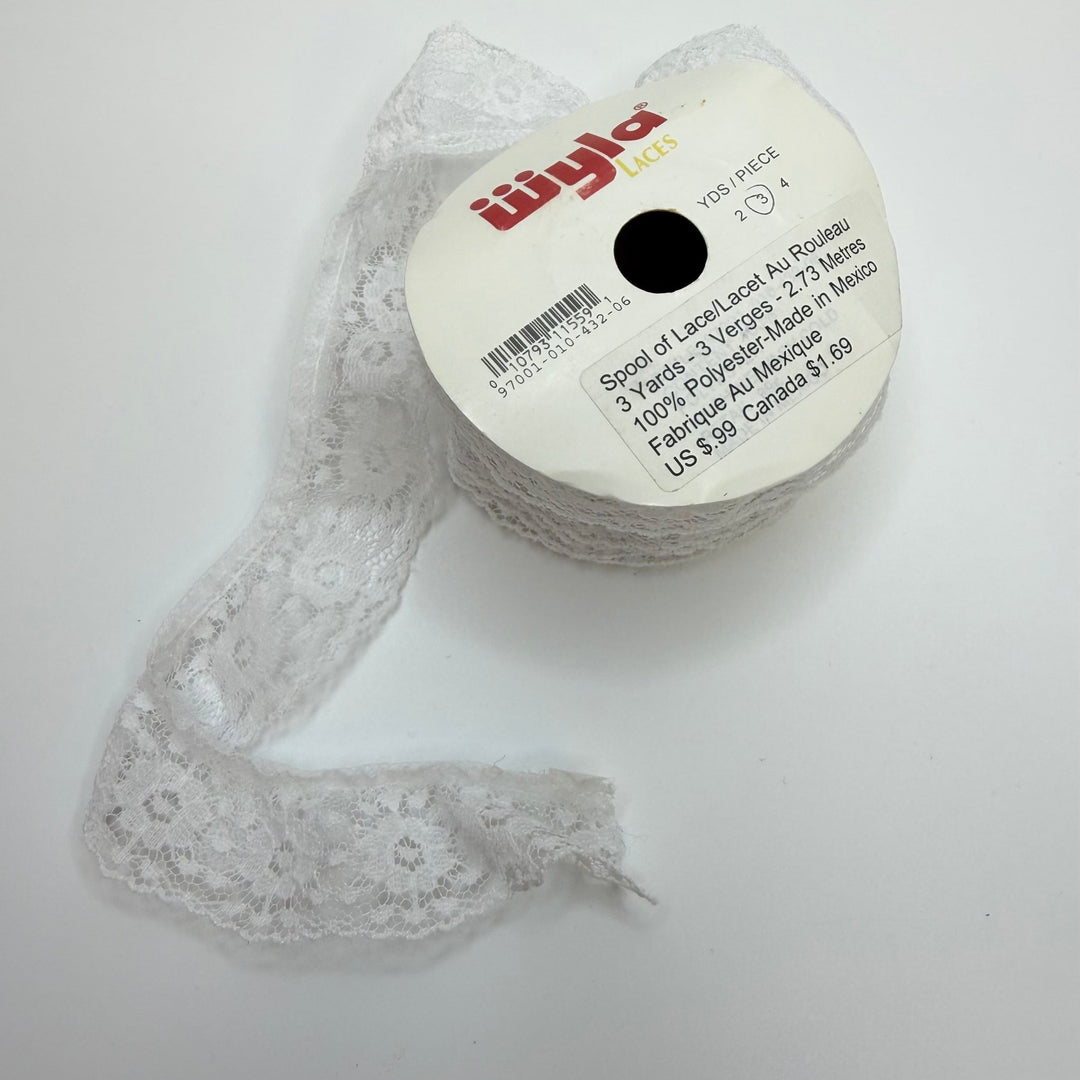 1 ¼" (32mm) Ruffled Lace Trim - White - 2.7M Bundle - True Deadstock supplies Fabric by private - Sustainable Textile | FABCYCLE