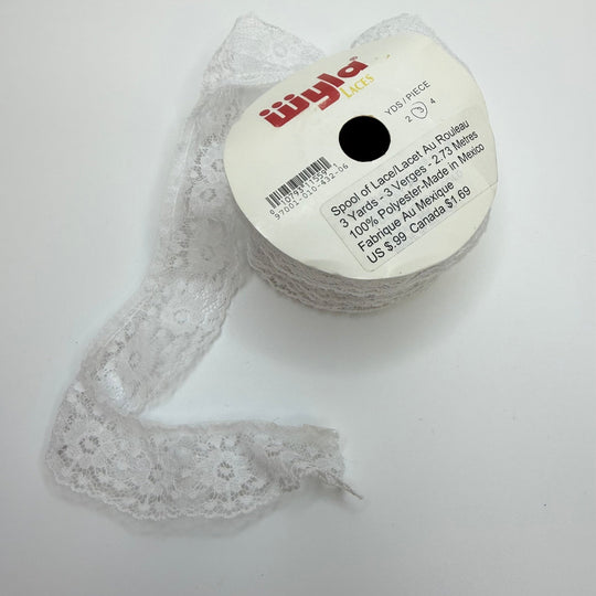 1 ¼" (32mm) Ruffled Lace Trim - White - 2.7M Bundle - True Deadstock supplies Fabric by private - Sustainable Textile | FABCYCLE