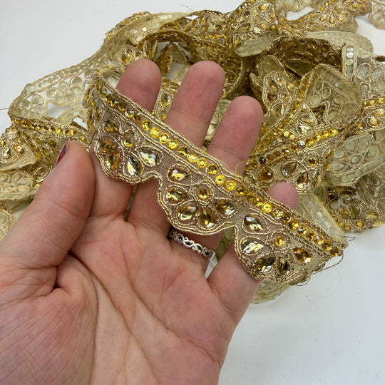 1 ¼" (32mm) Scalloped Tape Trim - Gold - 7M Bundle - True Deadstock supplies Fabric by private - Sustainable Textile | FABCYCLE