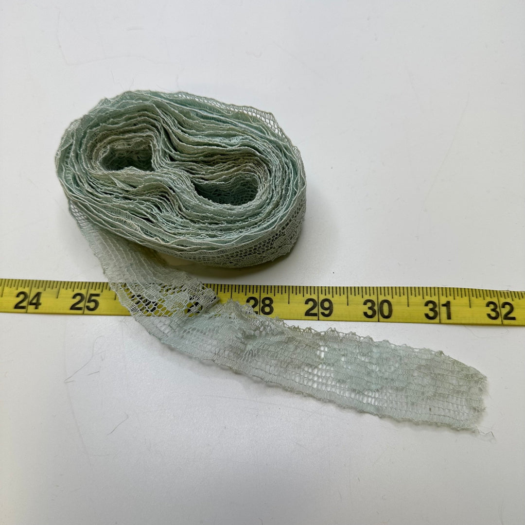 1 ¼" (32mm) Vintage Bobbin Lace Trim - Light Blue - 8M Bundle - True Deadstock supplies Fabric by private - Sustainable Textile | FABCYCLE
