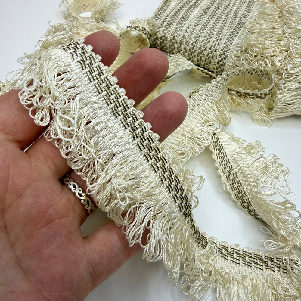 1 ¼" (32mm) Vintage Fringe Tape Trim - Cream - Roll - True Deadstock supplies Fabric by private - Sustainable Textile | FABCYCLE