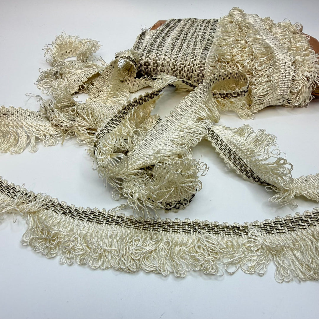1 ¼" (32mm) Vintage Fringe Tape Trim - Cream - Roll - True Deadstock supplies Fabric by private - Sustainable Textile | FABCYCLE