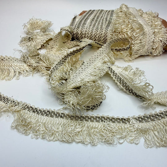 1 ¼" (32mm) Vintage Fringe Tape Trim - Cream - Roll - True Deadstock supplies Fabric by private - Sustainable Textile | FABCYCLE