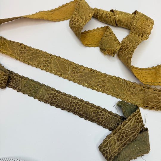 1 ¼" (32mm) Vintage Scalloped Tape Trim - Dark Gold - 2 Pack - True Deadstock supplies Fabric by private - Sustainable Textile | FABCYCLE