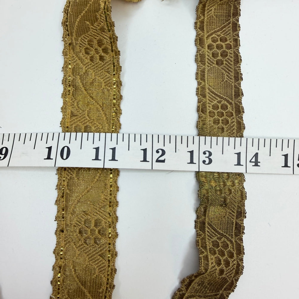 1 ¼" (32mm) Vintage Scalloped Tape Trim - Dark Gold - 2 Pack - True Deadstock supplies Fabric by private - Sustainable Textile | FABCYCLE