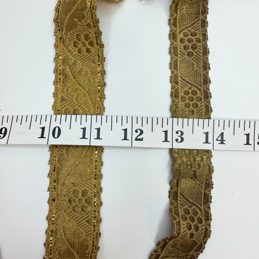 1 ¼" (32mm) Vintage Scalloped Tape Trim - Dark Gold - 2 Pack - True Deadstock supplies Fabric by private - Sustainable Textile | FABCYCLE