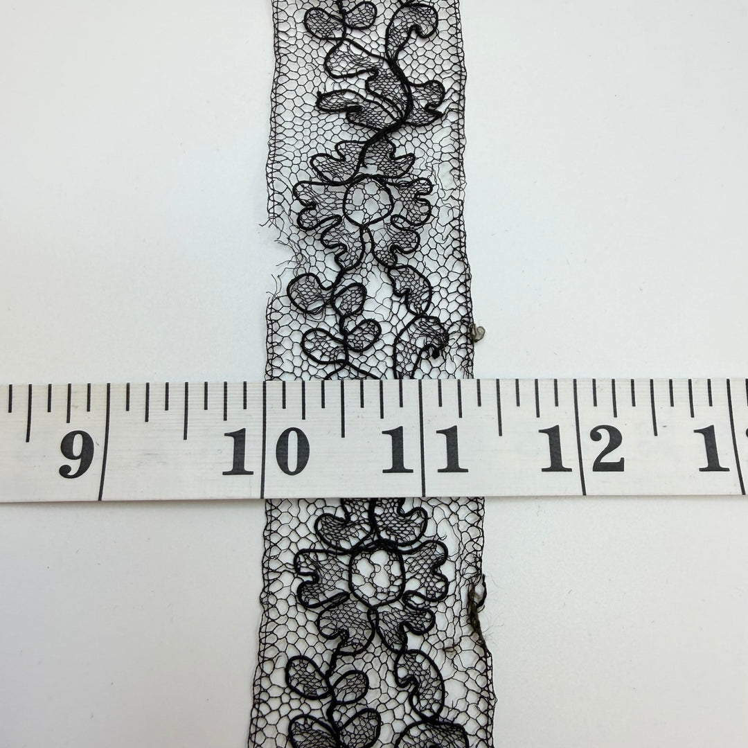1 ⅜" (35mm) Vintage Lace Trim - Black - 1.2M Bundle - True Deadstock supplies Fabric by private - Sustainable Textile | FABCYCLE
