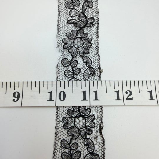 1 ⅜" (35mm) Vintage Lace Trim - Black - 1.2M Bundle - True Deadstock supplies Fabric by private - Sustainable Textile | FABCYCLE