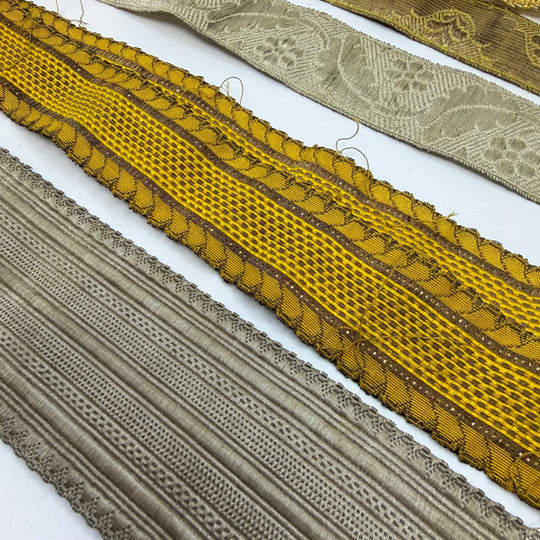1 ½" (38mm) Antique Tape Trim - Gold/Silver - 10 Pack - True Deadstock supplies Fabric by private - Sustainable Textile | FABCYCLE