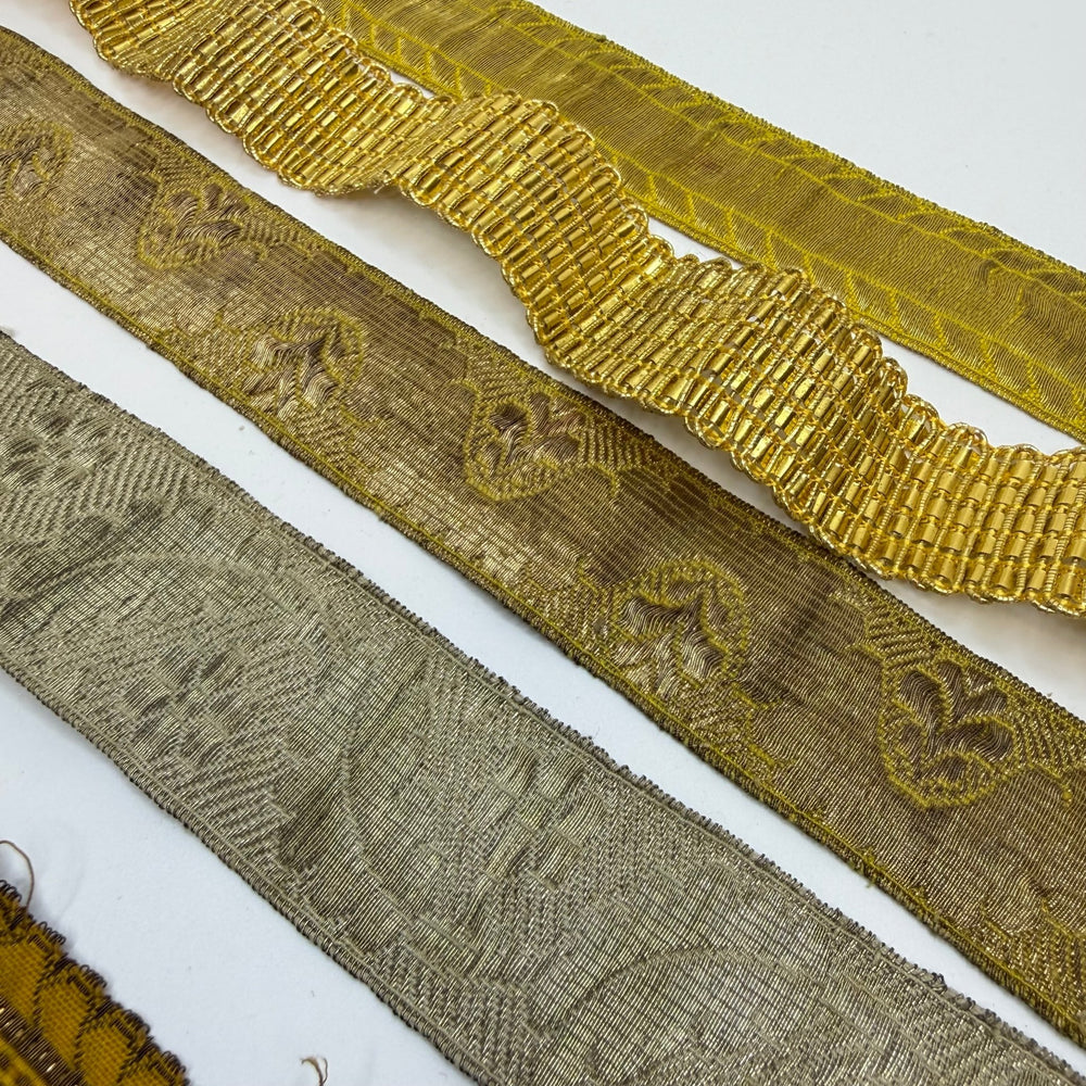 1 ½" (38mm) Antique Tape Trim - Gold/Silver - 10 Pack - True Deadstock supplies Fabric by private - Sustainable Textile | FABCYCLE