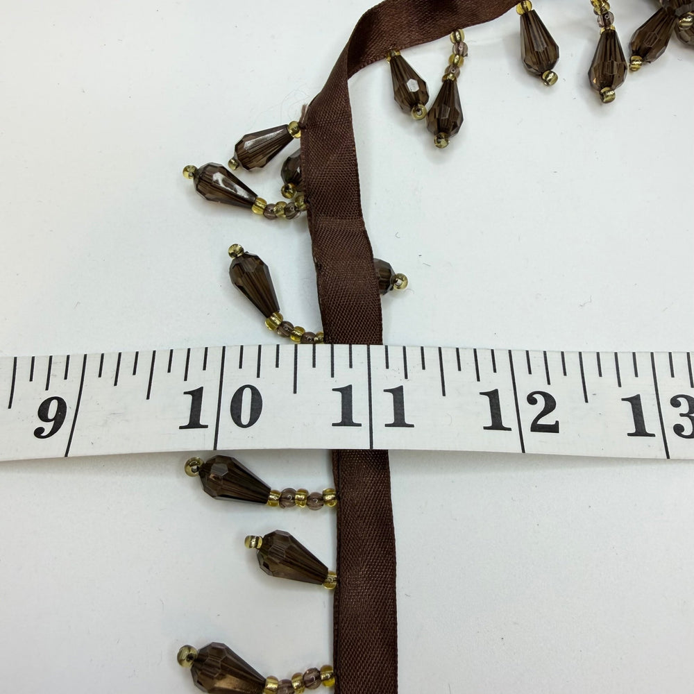 1 ½" (38mm) Beaded Tassel Tape Trim - Brown - 2M Bundle - True Deadstock supplies Fabric by private - Sustainable Textile | FABCYCLE