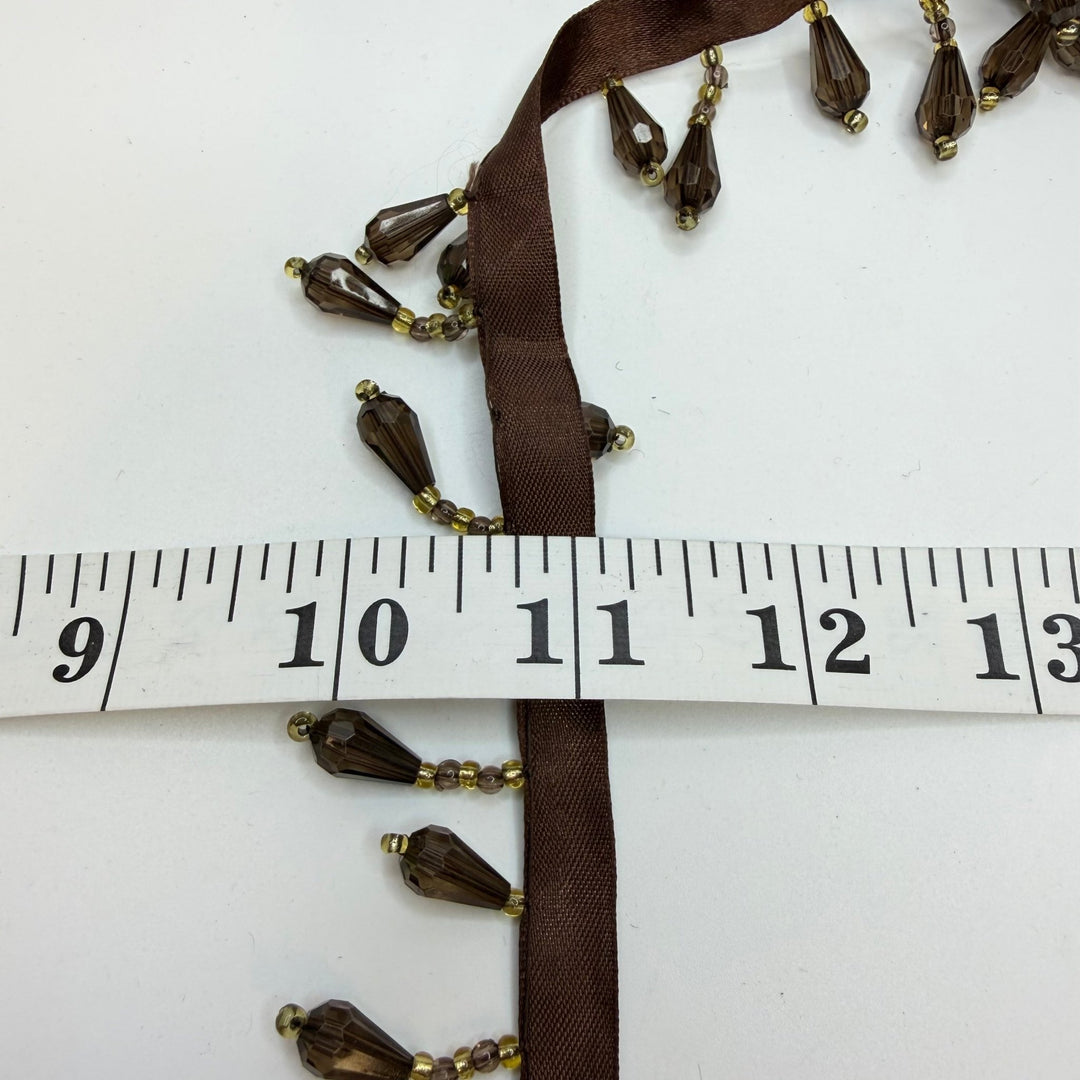 1 ½" (38mm) Beaded Tassel Tape Trim - Brown - 2M Bundle - True Deadstock supplies Fabric by private - Sustainable Textile | FABCYCLE