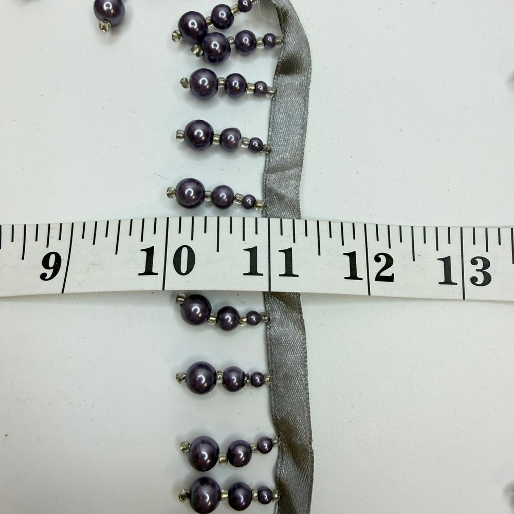 1 ½" (38mm) Beaded Tassel Tape Trim - Deep Lavender - 2.3M Bundle - True Deadstock supplies Fabric by private - Sustainable Textile | FABCYCLE