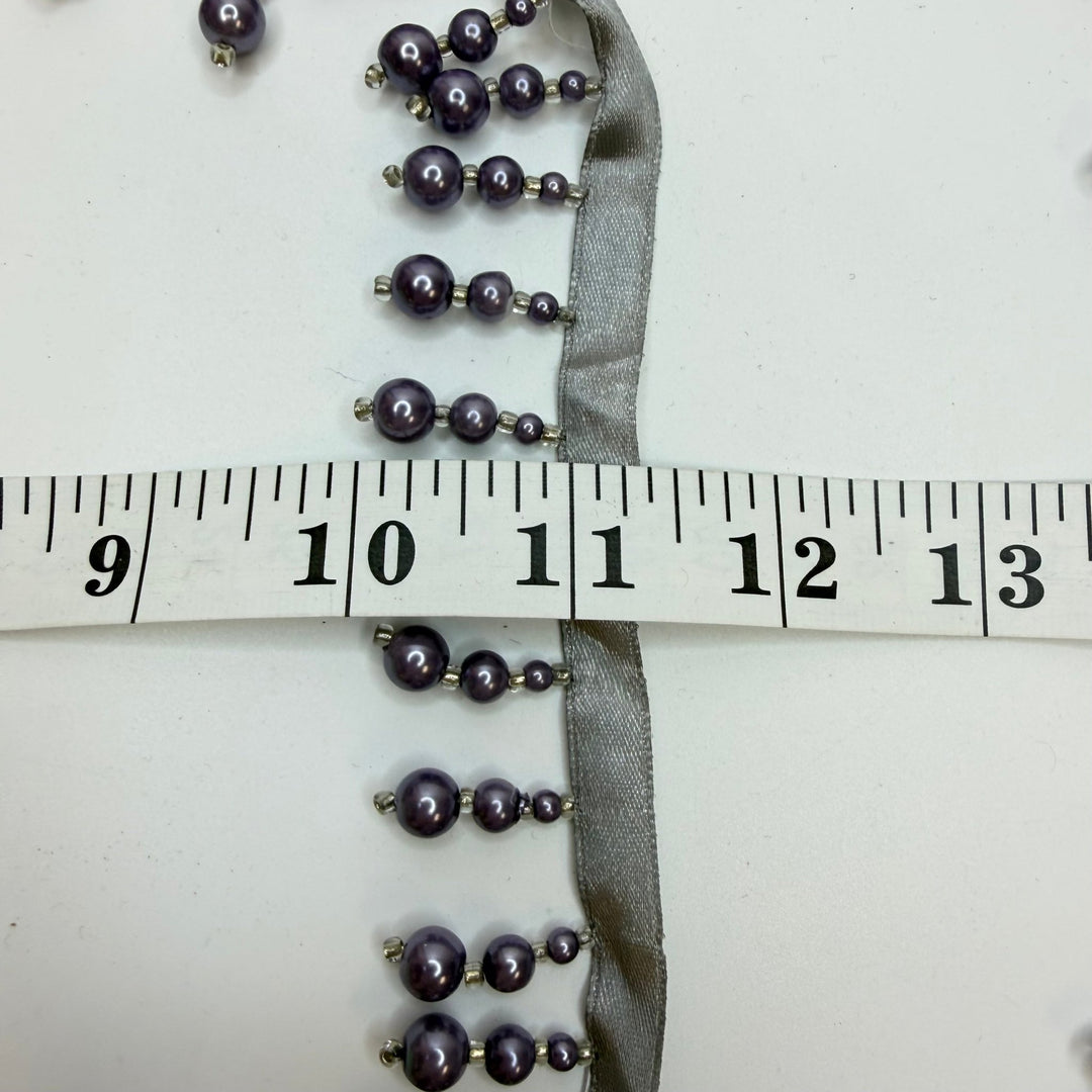 1 ½" (38mm) Beaded Tassel Tape Trim - Deep Lavender - 2.3M Bundle - True Deadstock supplies Fabric by private - Sustainable Textile | FABCYCLE
