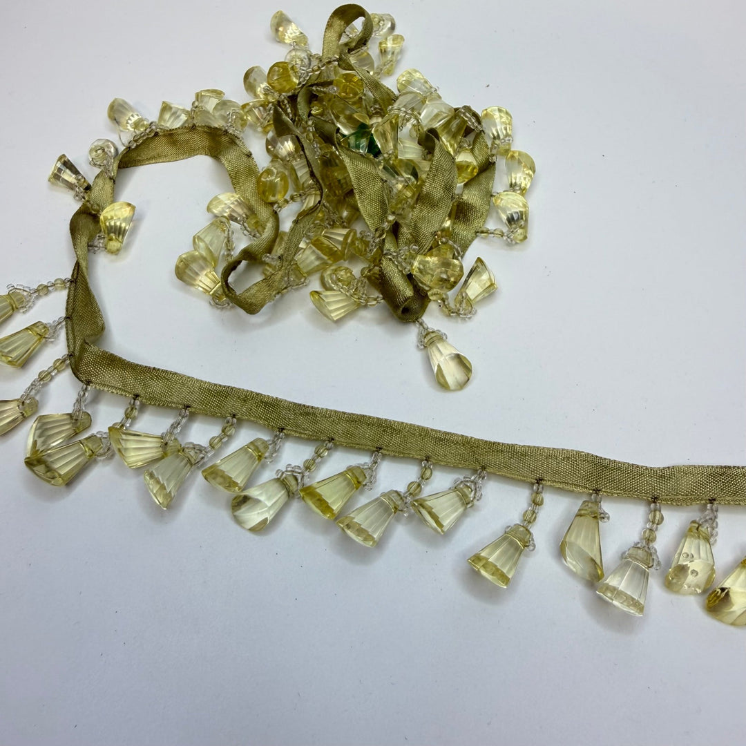 1 ½" (38mm) Beaded Tassel Tape Trim - Gold - 1M Bundle - True Deadstock supplies Fabric by private - Sustainable Textile | FABCYCLE