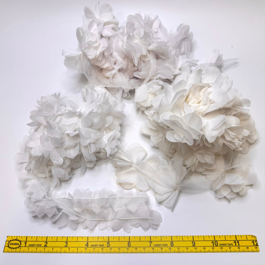 1 ½" (38mm) Lace Trim - White/Cream - 3 Pack - True Deadstock supplies Fabric by private - Sustainable Textile | FABCYCLE