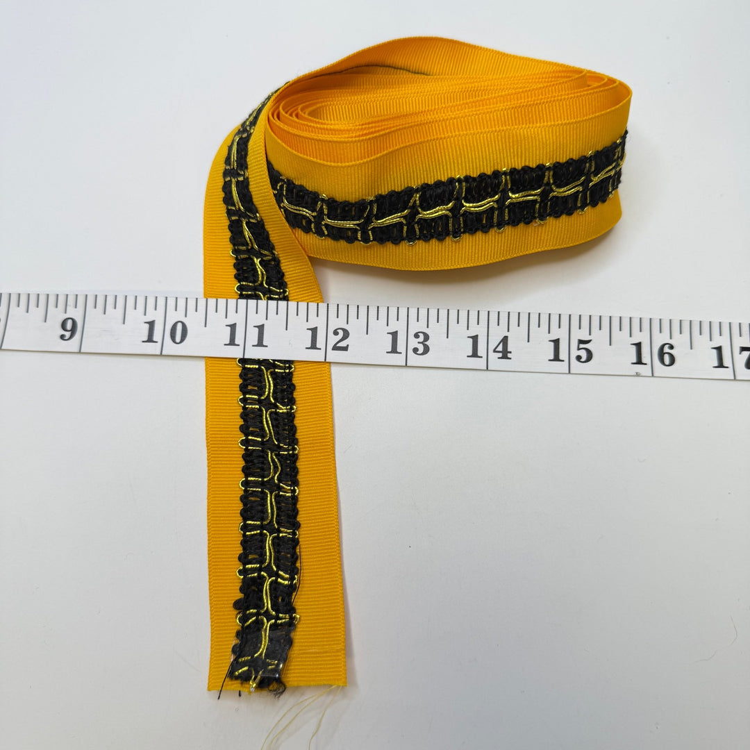 1 ½" (38mm) Ribbon Trim - Yellow/Black - 2.4M Bundle - True Deadstock supplies Fabric by private - Sustainable Textile | FABCYCLE