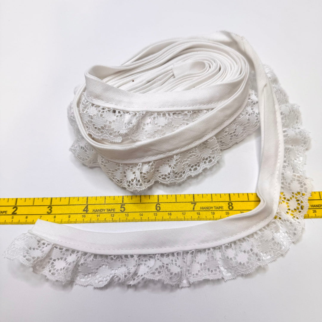 1 ½" (38mm) Ruffled Lace Trim - White - 3.8M Bundle - True Deadstock supplies Fabric by private - Sustainable Textile | FABCYCLE