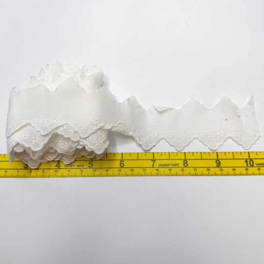 1 ½" (38mm) Scalloped Lace Trim - White - 4M Bundle - True Deadstock supplies Fabric by private - Sustainable Textile | FABCYCLE