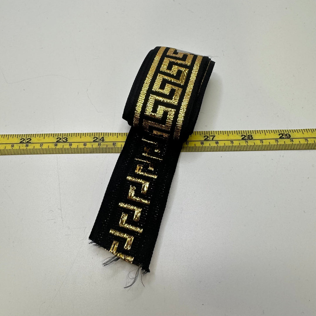 1 ½" (38mm) Tape Trim - Black/Gold - 1.3M Bundle - True Deadstock supplies Fabric by private - Sustainable Textile | FABCYCLE