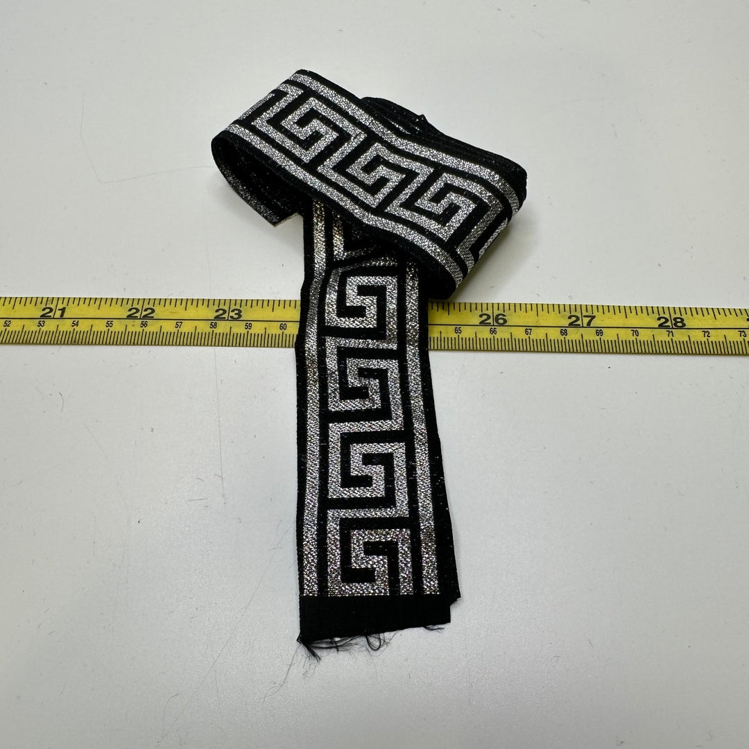 1 ½" (38mm) Tape Trim - Black/Silver - 1.15M Bundle - True Deadstock supplies Fabric by private - Sustainable Textile | FABCYCLE