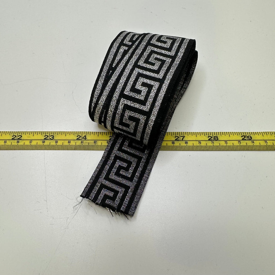 1 ½" (38mm) Tape Trim - Black/Silver - 6.45M Bundle - True Deadstock supplies Fabric by private - Sustainable Textile | FABCYCLE