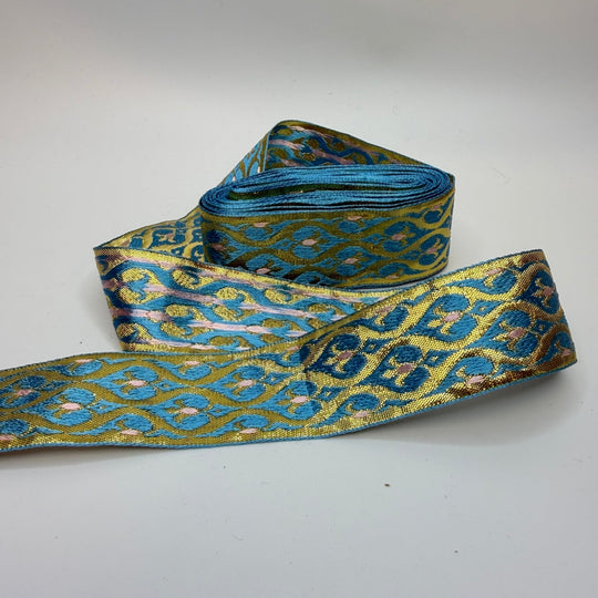 1 ½" (38mm) Tape Trim - Blue/Gold - 5M Bundle - True Deadstock supplies Fabric by private - Sustainable Textile | FABCYCLE